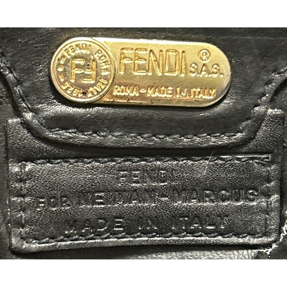 Vintage Fendi for Neiman Marcus Black Leather Patent Leather Shoulder Bag Rare - Picture 12 of 15